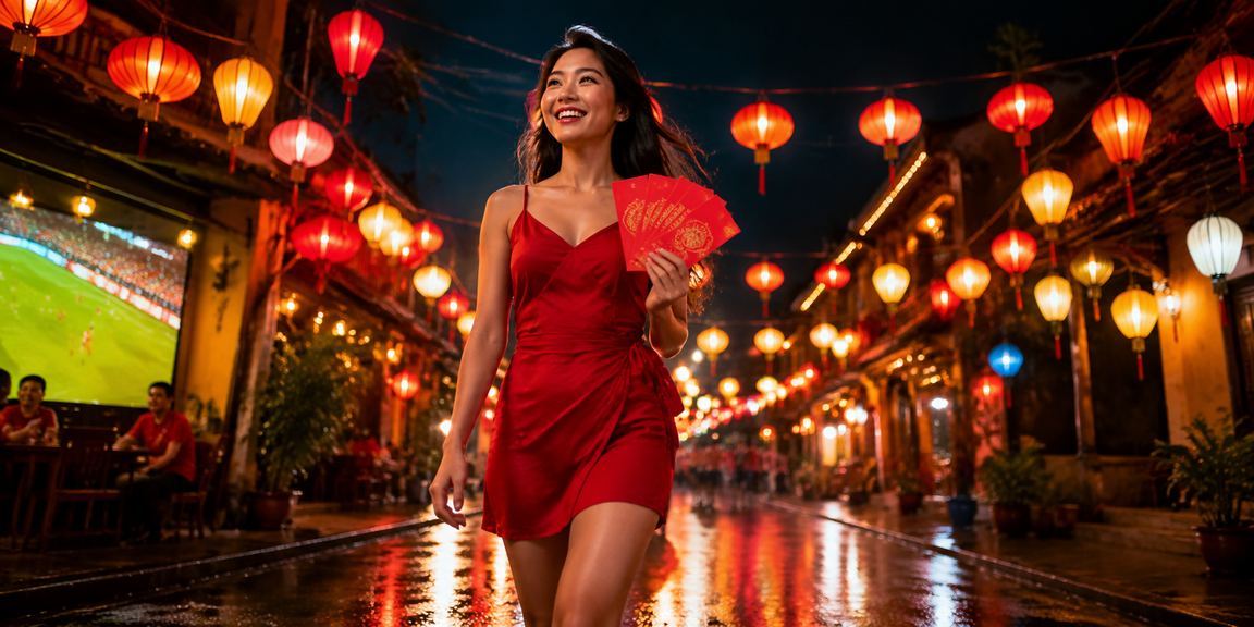 Không khí chợ đêm Mũi Né với phong bao đỏ và hoạt động cá cược trực tuyến